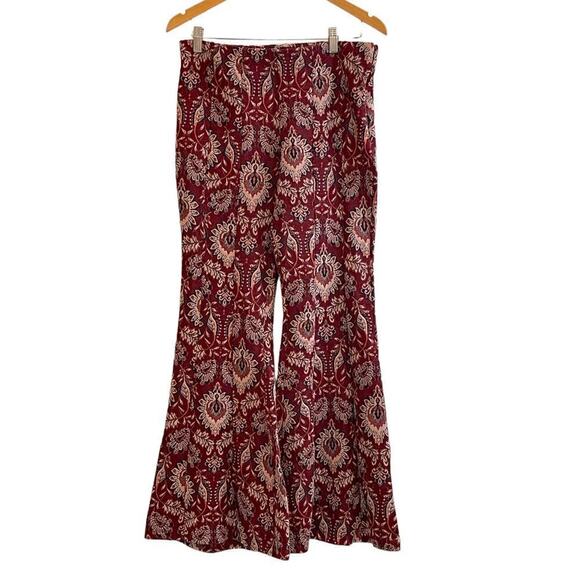 NEW Anthropologie Damask Jacquard Flare Pants in Purple Motif Size 10 - Picture 5 of 11